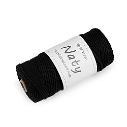 Cotton knitting yarn macrame naty ø3 mm combing - Black (1 Piece)