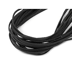 Imitation leather flat string width 2.5 mm - Black (10 Pieces)