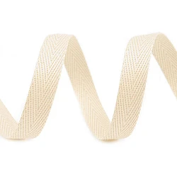 Herringbone twill tape width 10 mm - Cream (50 Meters)