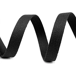 Herringbone twill tape width 12 mm - Black (50 Meters)