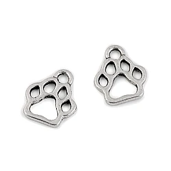 Metal charm paw print 11x13 mm - Platinum (10 Pieces)