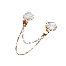 Brooch clip with rhinestones and faux pearls - Crystal (1 Piece)