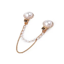 Brooch clip with rhinestones and faux pearls - Pearl (1 Piece)