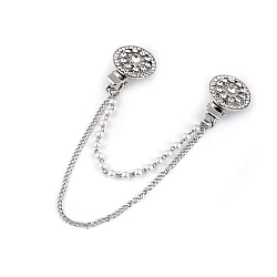 Brooch clip with rhinestones and faux pearls - Crystal (1 Piece)