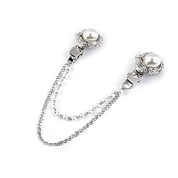 Brooch clip with rhinestones and faux pearls - Crystal (1 Piece)