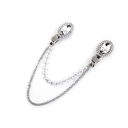 Brooch clip with rhinestones and faux pearls - Crystal (1 Piece)
