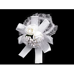 Wrist corsages / flower bridesmaids bracelet - White (12 Pieces)