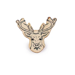 Wooden brooch fox, dog, sloth, racoon, unicorn - Natural light (1 Piece)