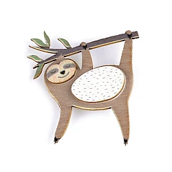 Wooden brooch fox, dog, sloth, racoon, unicorn - Brown light (1 Piece)