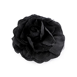 Brooch / rose with clip ø10 cm - Black (1 Piece)