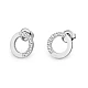 Stainless steel earring hoops, triangles with rhinestones - Silver (1 Pair)