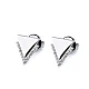 Stainless steel earring hoops, triangles with rhinestones - Silver (1 Pair)