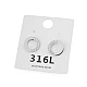 Stainless steel earring hoops, triangles with rhinestones - Silver (1 Pair)