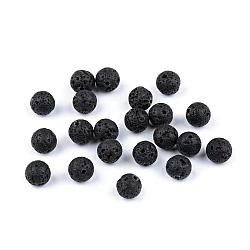 Mineral / gemstone beads lava ø8 mm - Black lava (11 Pieces)