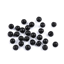 Mineral / gemstone beads lava stone ø7 mm - Black lava (20 Pieces)