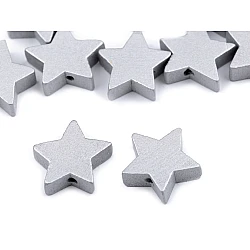 Wooden beads - metallic star ø19 mm - Silver (100 Pieces)