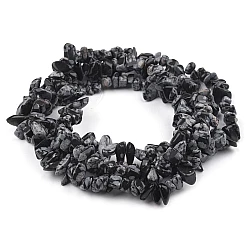 Mineral chip beads obsidian on nylon string - Obsidian flake (1 String)