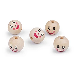 Smile face wood beads ø22 mm - Natural light (300 Pieces)