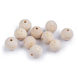 Unfinished wooden beads - star, smiley face ø20 mm - Natural light (10 Pieces)