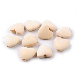 Unfinished wooden heart beads ø20 mm - Natural light (10 Pieces)