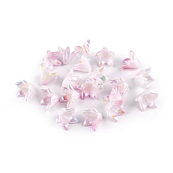 Plastic beads with ab effect flower / bell  shape 12x16 mm - Pale pink (20 Pieces)