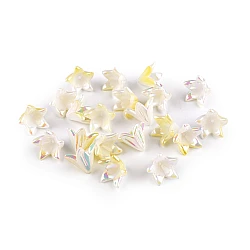 Plastic beads with ab effect flower / bell  shape 12x16 mm - White yellow (20 Pieces)