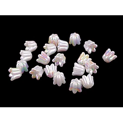 Plastic beads with ab effect bell / skirt 12x14 mm - Pearlwhite (20 Pieces)