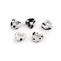Porcelain beads / components for making ornaments and pendants - White-black (5 Pieces)