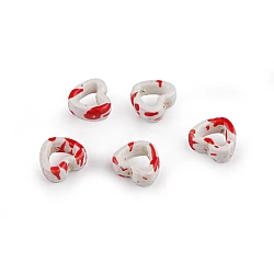 Porcelain beads / components for making ornaments and pendants - White red (5 Pieces)