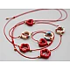 Porcelain beads / components for making ornaments and pendants - Red (5 Pieces)