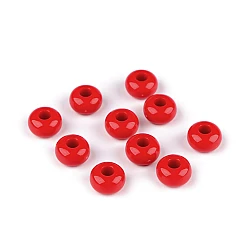 Plastic beads with large hole ø15 mm decorative - Red (10 Pieces)