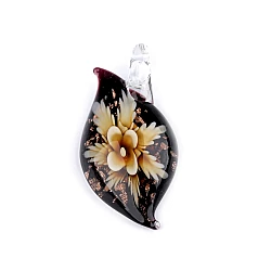 Glass flower pendant 27x51 mm - Creamy light (1 Piece)