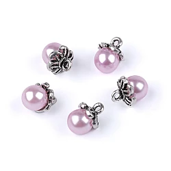 Bead button with cap / faux pearl charm ø9 mm - Light pink (25 Pieces)