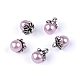 Bead button with cap / faux pearl charm ø9 mm - Light pink (25 Pieces)