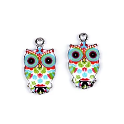 Pendant charm/zipper puller - owl 13x23 mm - Blue light (2 Pieces)