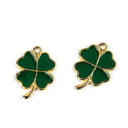 Four-leaf clover pendant/zipper puller 17x23 mm - Green (2 Pieces)