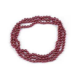 Faux pearl necklace long, retro - Light wine red (1 Piece)