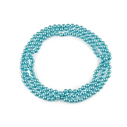 Faux pearl necklace long, retro - Blue azure (1 Piece)