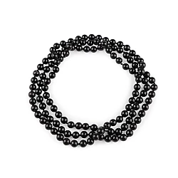 Faux pearl necklace long, retro - Black (1 Piece)