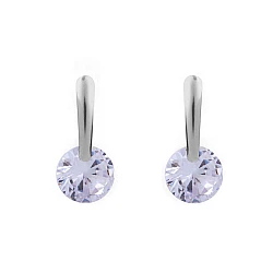 Stainless steel earrings with a rhinestone - Crystal (1 Pair)
