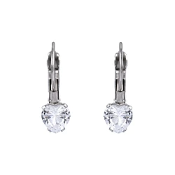 Stainless steel earrings with a rhinestone - Crystal (1 Pair)