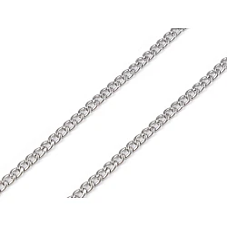 Flat stainless steel chain 3.7 mm, length 1 m - Platinum (1 Piece)