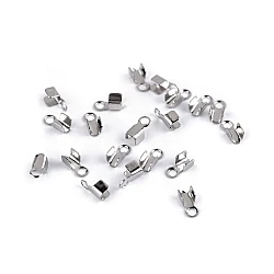 Stainless steel flat cord end 2 mm for leather - Platinum (20 Pieces)