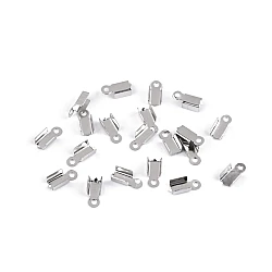 Stainless steel flat cord end 4 mm for leather - Platinum (20 Pieces)