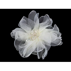 Flower brooch with beads ø10 cm in a box - Cream lightest (1 Piece)