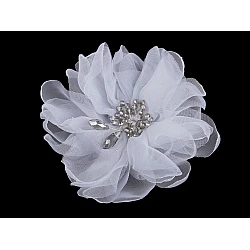 Flower brooch with beads ø10 cm in a box - Very light grey (1 Piece)