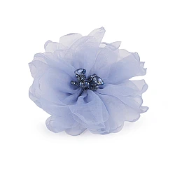 Flower brooch with beads ø10 cm in a box - Light blue (1 Piece)