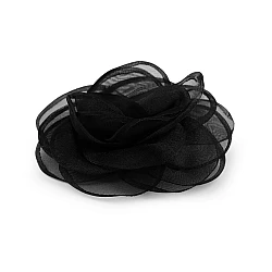 Brooch / hair ornament organza flower ø10.5 cm - Black (1 Piece)