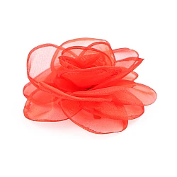 Brooch / hair ornament organza flower ø10.5 cm - Red (1 Piece)