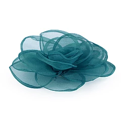 Brooch / hair ornament organza flower ø10.5 cm - Darkbluegreen (1 Piece)